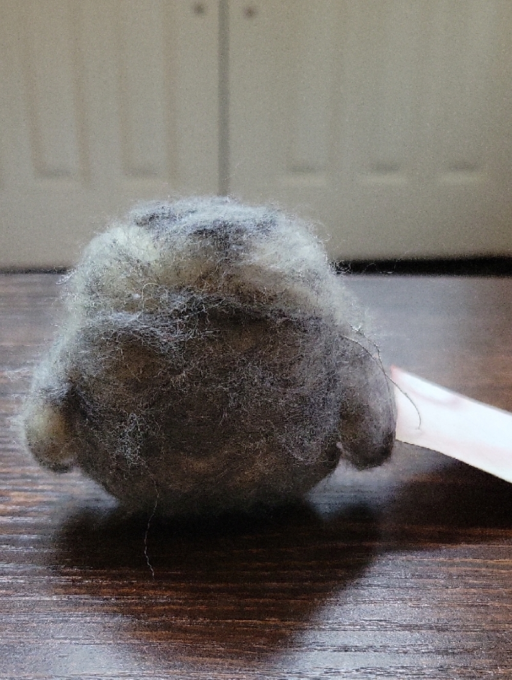 Handmade Felted Owl Plush - Gray with Orange Eyes - Picture 2 of 4